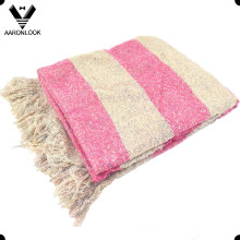 2016 Multicolor Mixed Loop Yarn Throw Blanket with Fringes